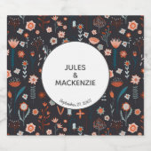 スカンジナビアフローラダークボホモダン リキュールボトルラベル (シングルラベル)