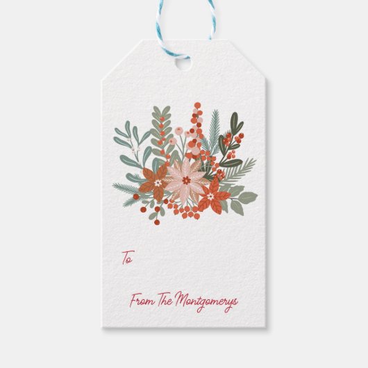 スカンジナビアフローラファミリーネームホリデー ギフトタグ (正面)