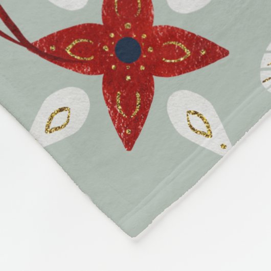 スカンジナビアフローラフォークアートシームレスパターンファイル フリースブランケット (角)