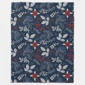 スカンジナビアフローラフォークアートシームレスパターン フリースブランケット (正面)