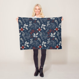 スカンジナビアフローラフォークアートシームレスパターン フリースブランケット