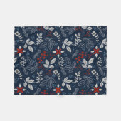 スカンジナビアフローラフォークアートシームレスパターン フリースブランケット (正面(横))