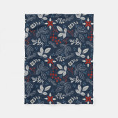 スカンジナビアフローラフォークアートシームレスパターン フリースブランケット (正面)