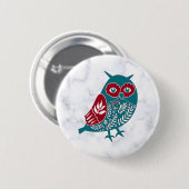 スカンジナビアフローラフクロウヴィンテージ北鳥 缶バッジ (正面&裏面)