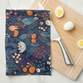 スカンジナビアフローラプリント キッチンタオル (四つ折り)