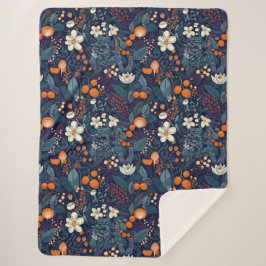 スカンジナビアフローラプリント シェルパブランケット