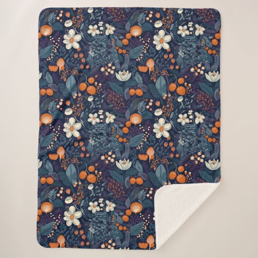 スカンジナビアフローラプリント シェルパブランケット (正面)
