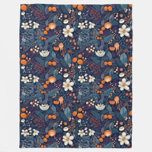 スカンジナビアフローラプリント フリースブランケット (正面)