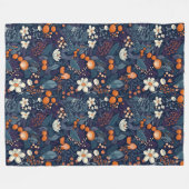 スカンジナビアフローラプリント フリースブランケット (正面(横))