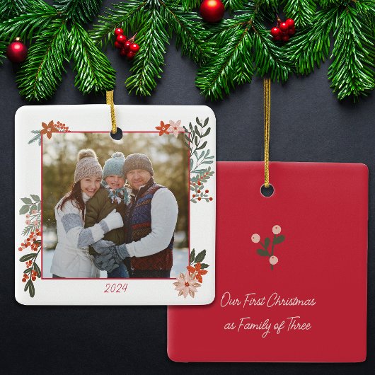 スカンジナビアフローラホリデーフォト セラミックオーナメント