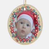 スカンジナビアフローラリースカスタム写真 セラミックオーナメント (左)