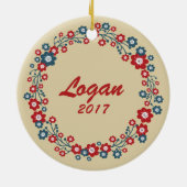 スカンジナビアフローラリースカスタム写真 セラミックオーナメント (裏面)