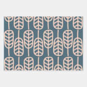 スカンジナビアフローラ抽象的スチールブルー赤面 ラッピングペーパーシート (正面2)