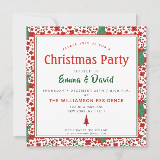 スカンジナビアフローラ民俗文様クリスマス 招待状 (正面)