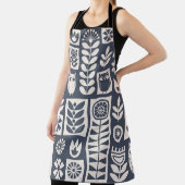 スカンジナビアフローラ：ホワイト、ブルー、ミニマリスト。 エプロン (インサイチュ)