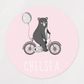 スカンジナビアベアオンバイクミニマリストパステル ラベル (デザイン1)