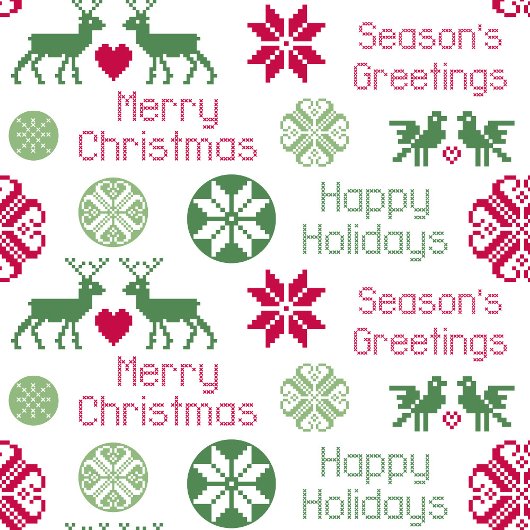 スカンジナビアホリデイフォークアートパターン クッション