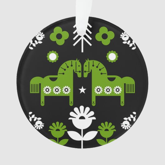 スカンジナビアホースフォークアート オーナメント (正面)