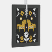 スカンジナビアホースフォークアート ガラスオーナメント (正面右)