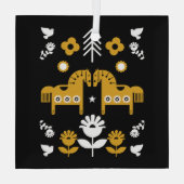 スカンジナビアホースフォークアート ガラスオーナメント (裏面)