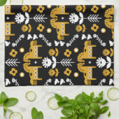 スカンジナビアホースフォークアート キッチンタオル (折り畳み)