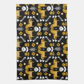 スカンジナビアホースフォークアート キッチンタオル (縦)