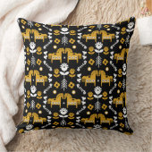 スカンジナビアホースフォークアート クッション (ブランケット)