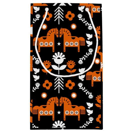 スカンジナビアホースフォークアート スモールペーパーバッグ (裏面)