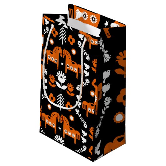 スカンジナビアホースフォークアート スモールペーパーバッグ (裏面アングル)