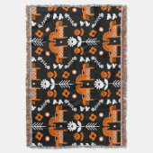 スカンジナビアホースフォークアート スローブランケット (正面縦)