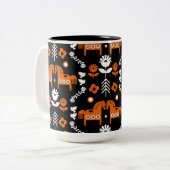 スカンジナビアホースフォークアート ツートーンマグカップ (正面左)