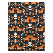 スカンジナビアホースフォークアート テーブルクロス (正面)