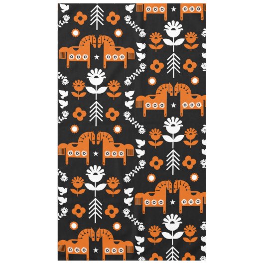 スカンジナビアホースフォークアート テーブルクロス (正面)