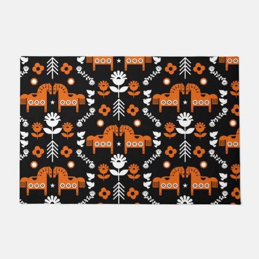 スカンジナビアホースフォークアート ドアマット (正面)