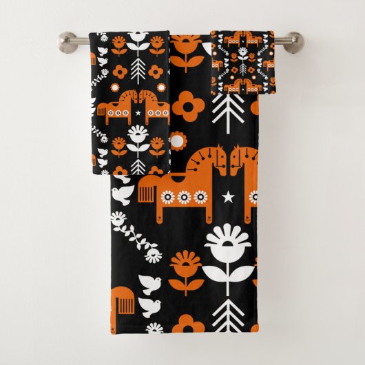 スカンジナビアホースフォークアート バスタオルセット (インサイチュ)