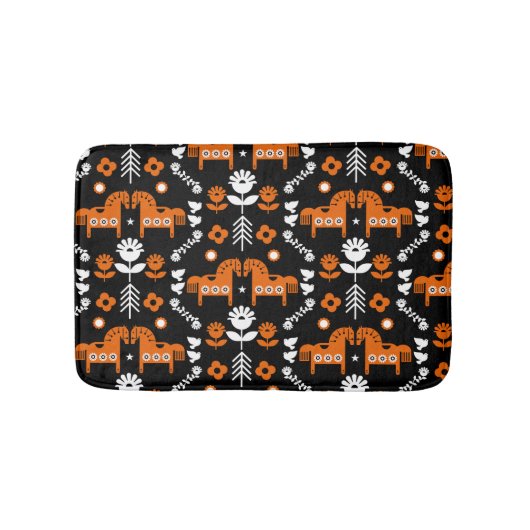 スカンジナビアホースフォークアート バスマット (正面)