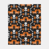 スカンジナビアホースフォークアート フリースブランケット (正面)