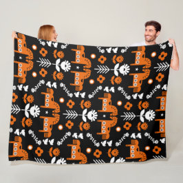 スカンジナビアホースフォークアート フリースブランケット