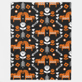 スカンジナビアホースフォークアート フリースブランケット (正面)