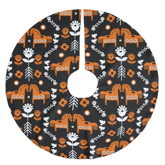 スカンジナビアホースフォークアート ブラッシュドポリエステルツリースカート (正面)