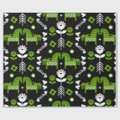 スカンジナビアホースフォークアート ラッピングペーパー (フラット)