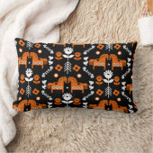 スカンジナビアホースフォークアート ランバークッション (ブランケット)