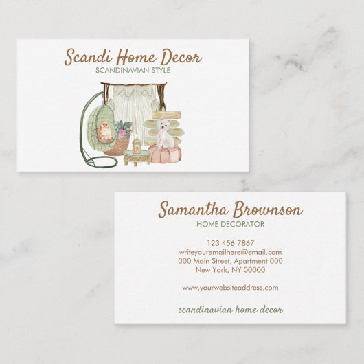 スカンジナビアボホデコールキャットドッグノースディックニューホーム 名刺 (正面/裏面)