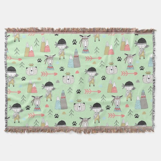 スカンジナビアボホワイルダネスおもしろい スローブランケット (正面)