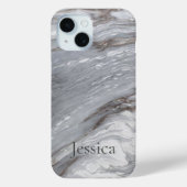 スカンジナビアモダンのシックな灰色の大理石モノグラム Case-Mate iPhoneケース (裏面)