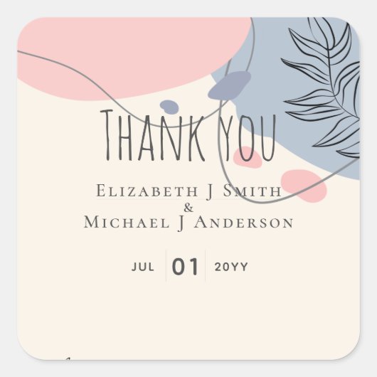 スカンジナビアモダンジャパニ結婚抽象芸術 スクエアシール (正面)