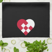 スカンジナビアユール（キリスト降誕祭）ハート キッチンタオル (折り畳み)