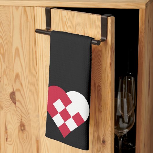 スカンジナビアユール（キリスト降誕祭）ハート キッチンタオル (三つ折り)