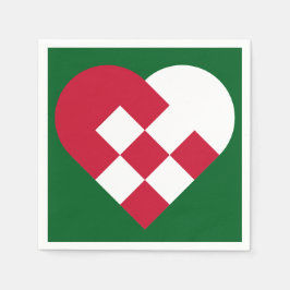 スカンジナビアユール（キリスト降誕祭）ハート スタンダードカクテルナプキン