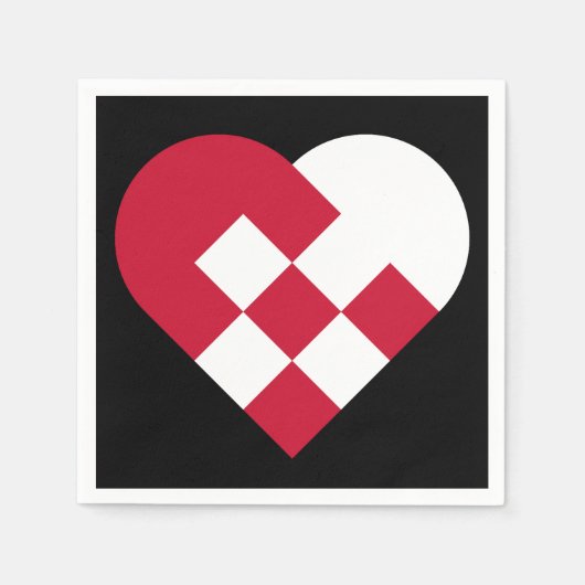 スカンジナビアユール（キリスト降誕祭）ハート スタンダードカクテルナプキン (正面)